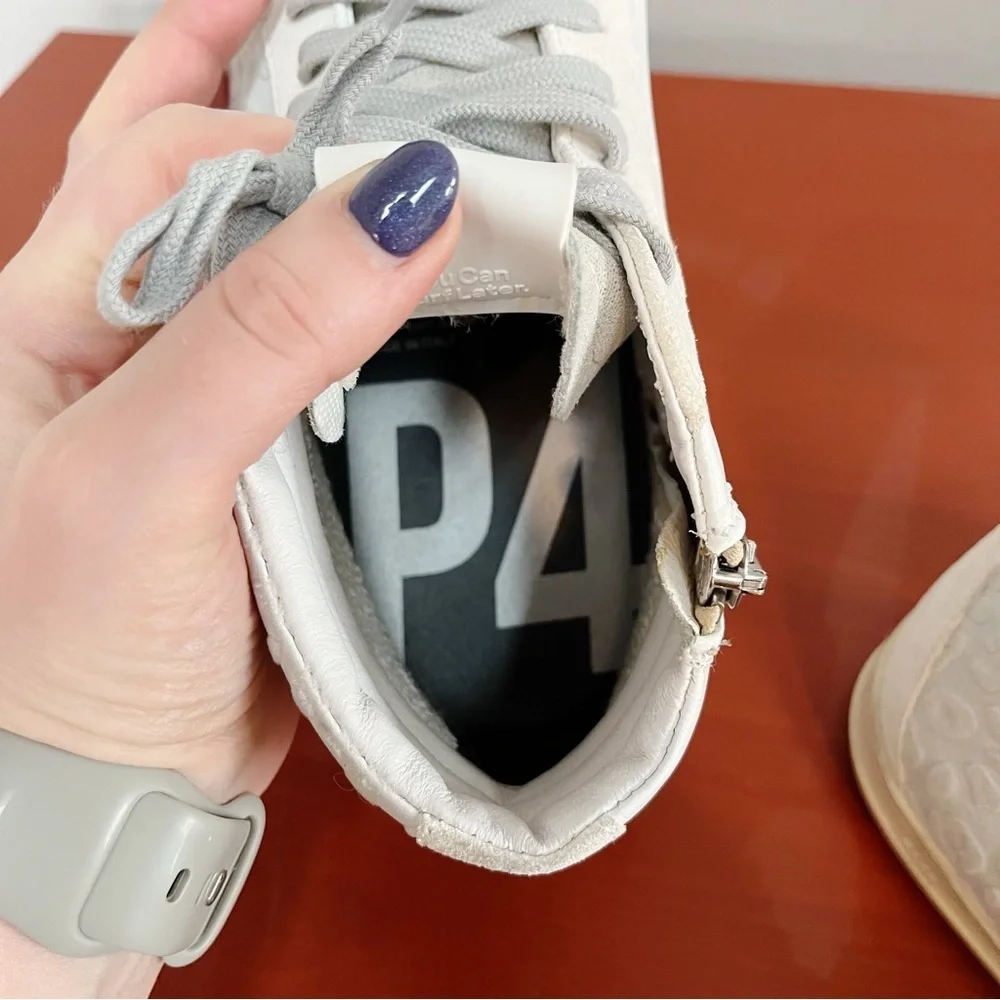 P448 NWOB Gray White Cheetah Animal Print High Top Sneakers Size 40 US 9.5-10